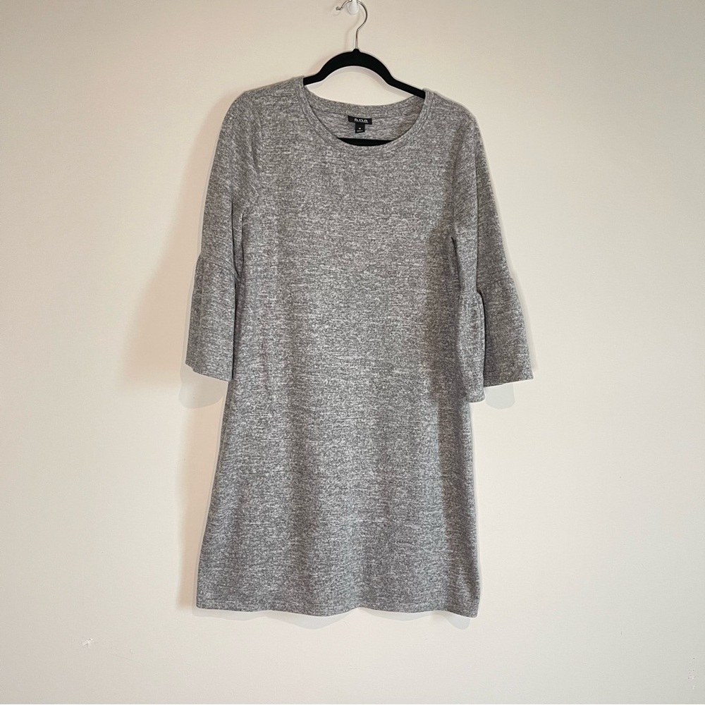 Women’s Heathered Gray Flannel 3/4 Length Sleeve Knee Length Shift Dress size M